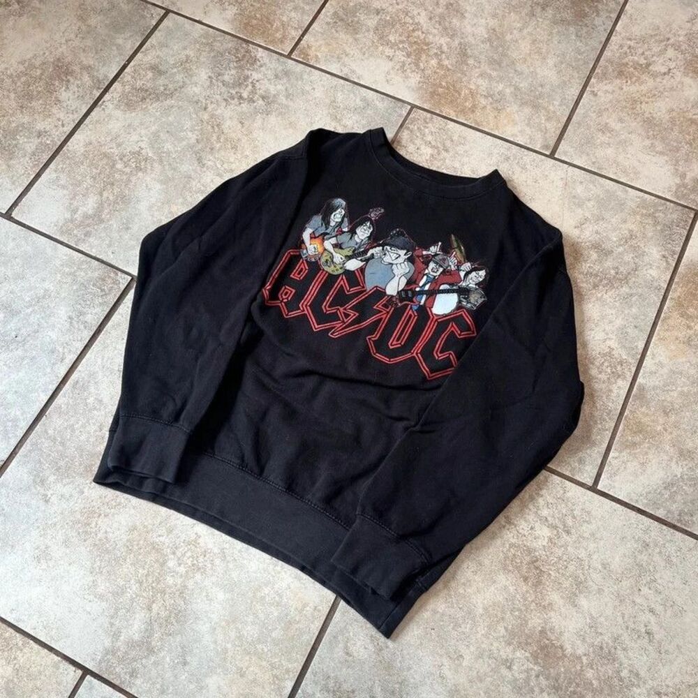 AC/DC Band Graphic Sweatshirt Black Red Rock Band Crewneck Medium